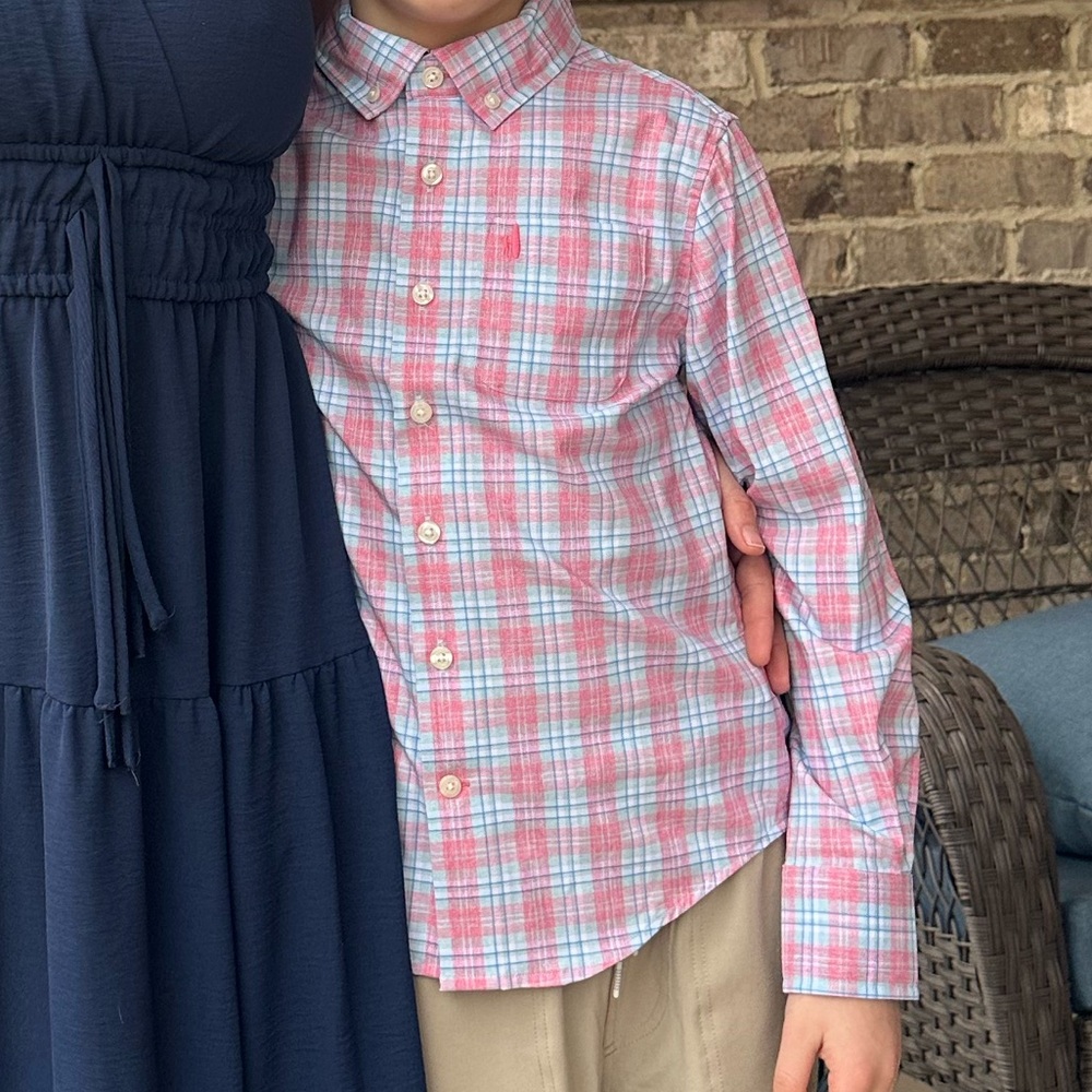 johnnie-O Pink and Blue Plaid Shirt